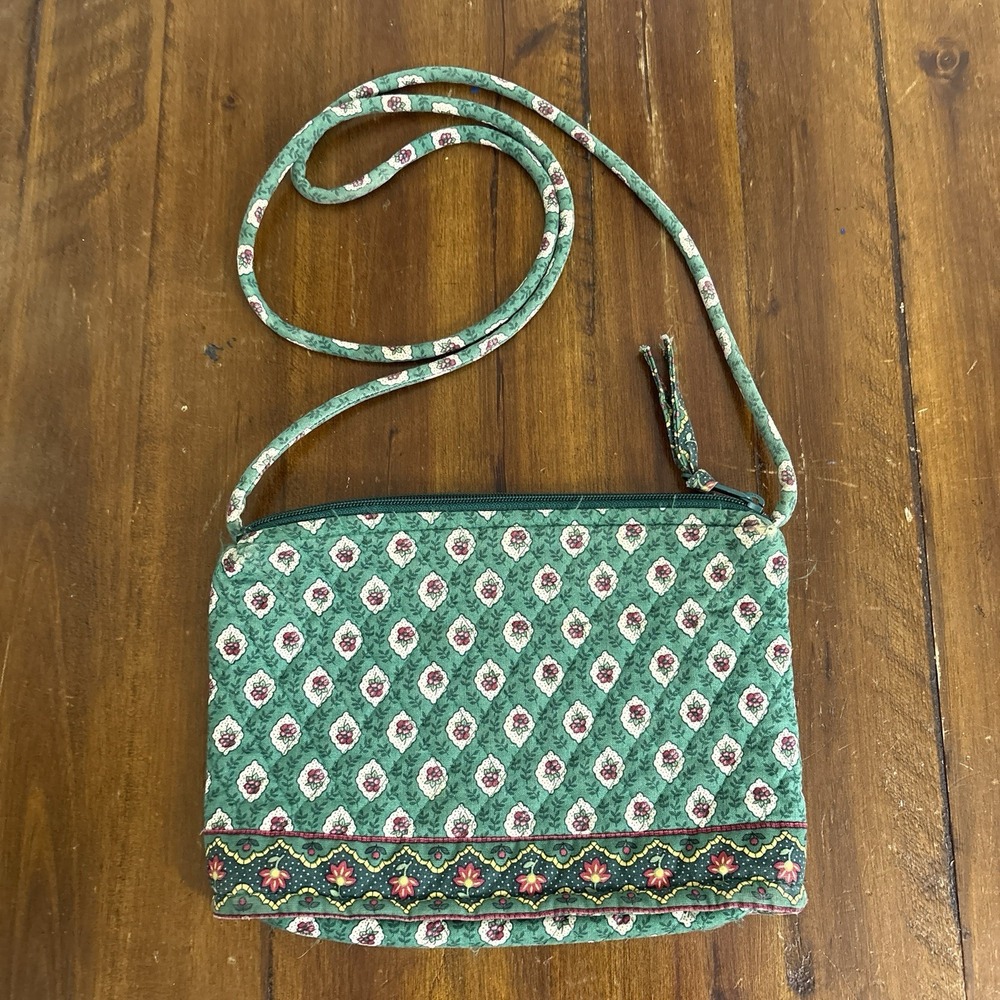 Vtg Vera Bradley Shoulder Crossbody Retired Greenfield Pattern Spring 2000 Y2K